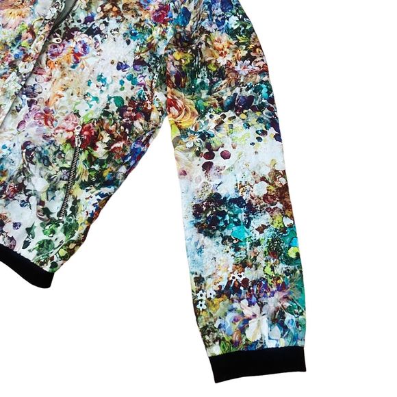 Zara Trafaluc Lightweight Bomber Jacket Size S Small Multicolored Floral Print - Picture 5 of 14